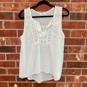 Umgee Womens Large Boho Sheer Ivory Textured Sleeveless Top